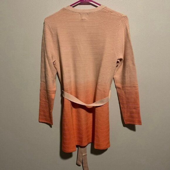 JM Collection Dip Dyed Tie Front Textured Cardigan - Picture 3 of 6